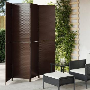 ARDEBO.de - Paravent 4-tlg. Braun Poly Rattan