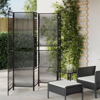 ARDEBO.de - Paravent 5-tlg. Schwarz Poly Rattan