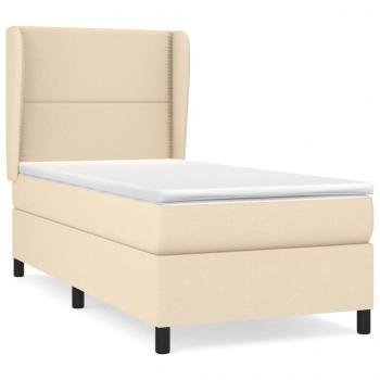 Boxspringbett mit Matratze Creme 80x200 cm Stoff