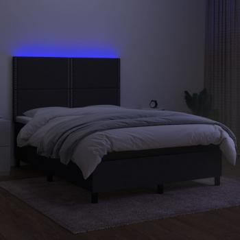 Boxspringbett mit Matratze & LED Schwarz 140x190 cm Stoff