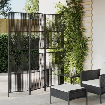 ARDEBO.de - Paravent 3-tlg. Schwarz Poly Rattan