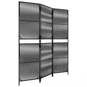 Paravent 3-tlg. Schwarz Poly Rattan