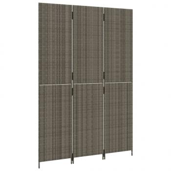 Paravent 3-tlg. Grau Poly Rattan