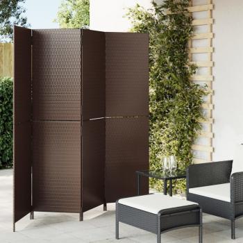 ARDEBO.de - Paravent 4-tlg. Braun Poly Rattan