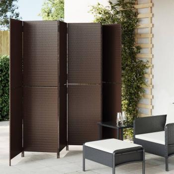 ARDEBO.de - Paravent 6-tlg. Braun Poly Rattan