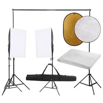 ARDEBO.de - Fotostudio-Set mit Beleuchtung, Hintergrund und Reflektor