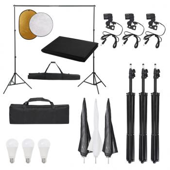 ARDEBO.de - Fotostudio-Set mit Beleuchtung, Hintergrund und Reflektor