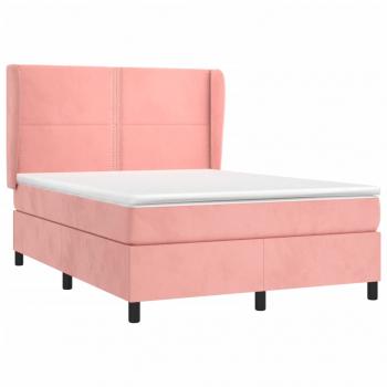 Boxspringbett mit Matratze Rosa 140x190 cm Samt