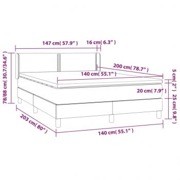 Boxspringbett mit Matratze Grau 140x200 cm Kunstleder