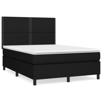 Boxspringbett mit Matratze Schwarz 140x190 cm Stoff