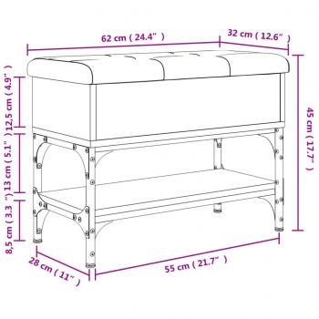 Schuhbank Grau Sonoma 62x32x45 cm Holzwerkstoff