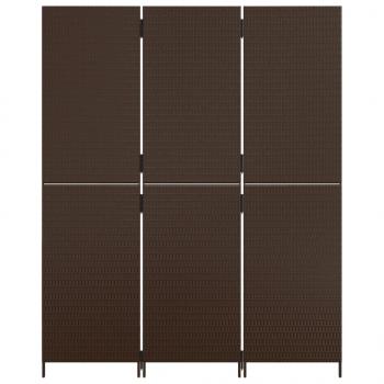 Paravent 3-tlg. Braun Poly Rattan