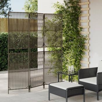 ARDEBO.de - Paravent 3-tlg. Grau Poly Rattan