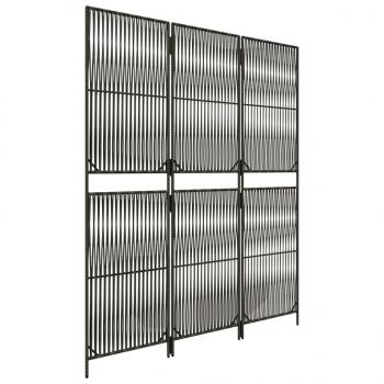 Paravent 3-tlg. Grau Poly Rattan