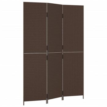 Paravent 3-tlg. Braun Poly Rattan