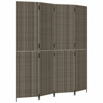 Paravent 4-tlg. Grau Poly Rattan