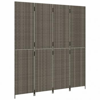 Paravent 4-tlg. Grau Poly Rattan