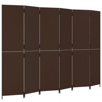 Paravent 6-tlg. Braun Poly Rattan