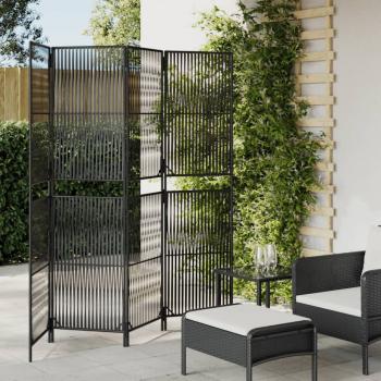 ARDEBO.de - Paravent 4-tlg. Schwarz Poly Rattan