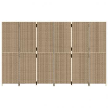 Paravent 6-tlg. Beige Poly Rattan