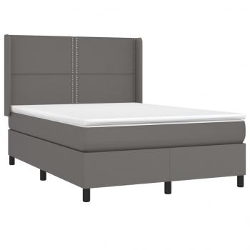 Boxspringbett mit Matratze & LED Grau 140x190 cm Kunstleder