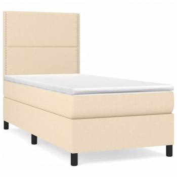 Boxspringbett mit Matratze Creme 80x200 cm Stoff