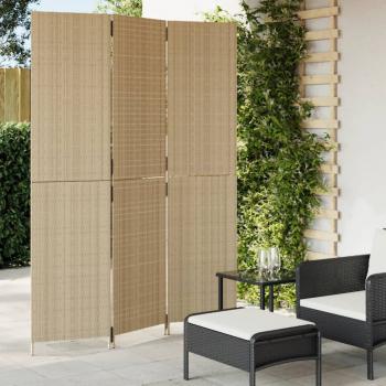 ARDEBO.de - Paravent 3-tlg. Beige Poly Rattan