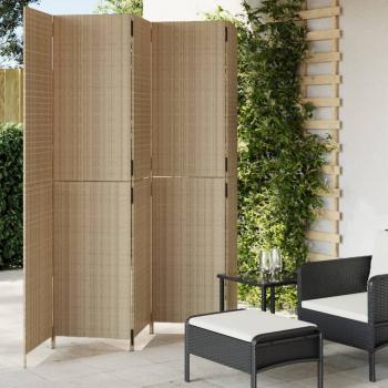 ARDEBO.de - Paravent 5-tlg. Beige Poly Rattan