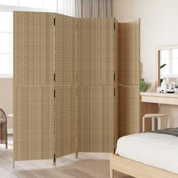 Paravent 5-tlg. Beige Poly Rattan