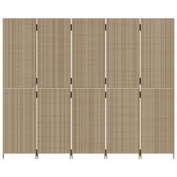 Paravent 5-tlg. Beige Poly Rattan