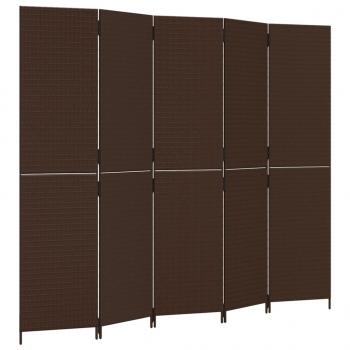 Paravent 5-tlg. Braun Poly Rattan