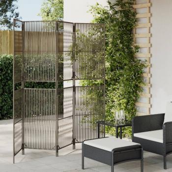 ARDEBO.de - Paravent 4-tlg. Grau Poly Rattan