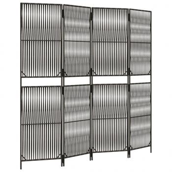 Paravent 4-tlg. Grau Poly Rattan