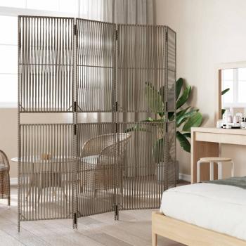 Paravent 4-tlg. Grau Poly Rattan