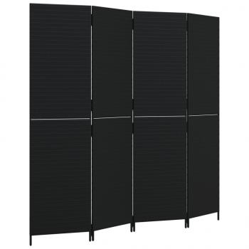 Paravent 4-tlg. Schwarz Poly Rattan