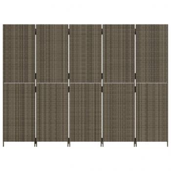 Paravent 5-tlg. Grau Poly Rattan