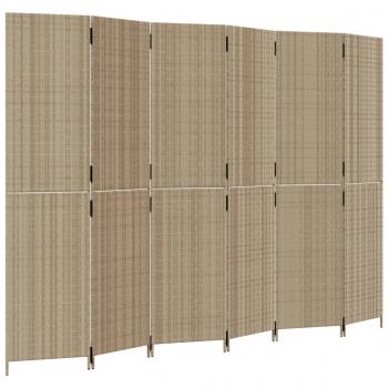 Paravent 6-tlg. Beige Poly Rattan