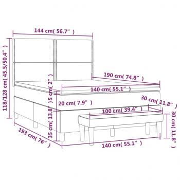 Boxspringbett mit Matratze Rosa 140x190 cm Samt