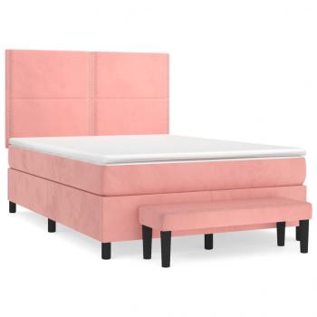 Boxspringbett mit Matratze Rosa 140x200 cm Samt