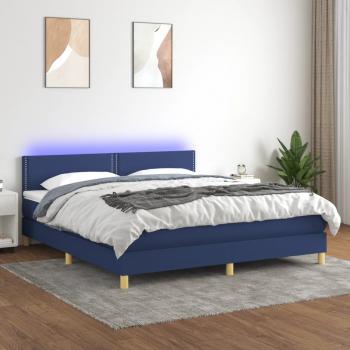 ARDEBO.de - Boxspringbett mit Matratze & LED Blau 160x200 cm Stoff