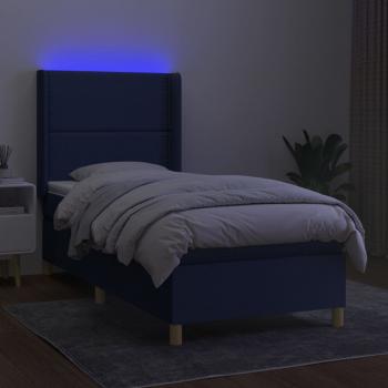 Boxspringbett mit Matratze & LED Blau 80x200 cm Stoff