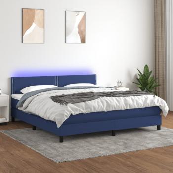 ARDEBO.de - Boxspringbett mit Matratze & LED Blau 160x200 cm Stoff