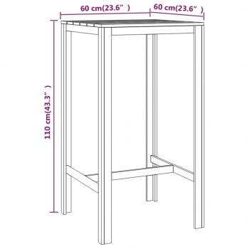 Bartisch 60x60x110 cm Imprägniertes Kiefernholz