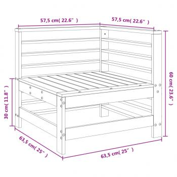 Garten-Ecksofa Weiß Massivholz Kiefer