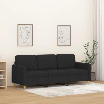 ARDEBO.de - 3-Sitzer-Sofa Schwarz 180 cm Stoff