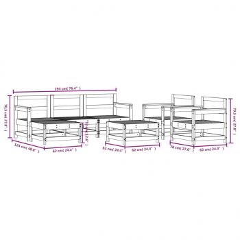 7-tlg. Garten-Lounge-Set Grau Massivholz Kiefer