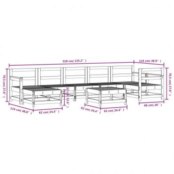 8-tlg. Garten-Lounge-Set Grau Massivholz Kiefer