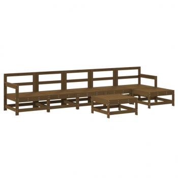 7-tlg. Garten-Lounge-Set Honigbraun Massivholz Kiefer