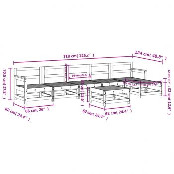 7-tlg. Garten-Lounge-Set Honigbraun Massivholz Kiefer