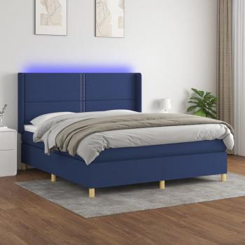 ARDEBO.de - Boxspringbett mit Matratze & LED Blau 160x200 cm Stoff